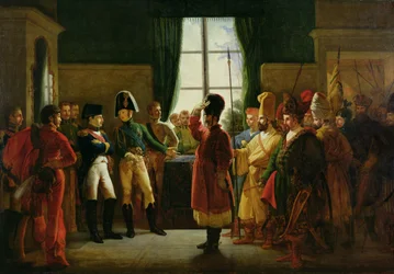 Alexander I (1777-1825) presenteert de Kalmukken, Kozakken en Basjkieren aan Napoleon I (1769-1821) in Tilsit in juli 1807, 1807-10